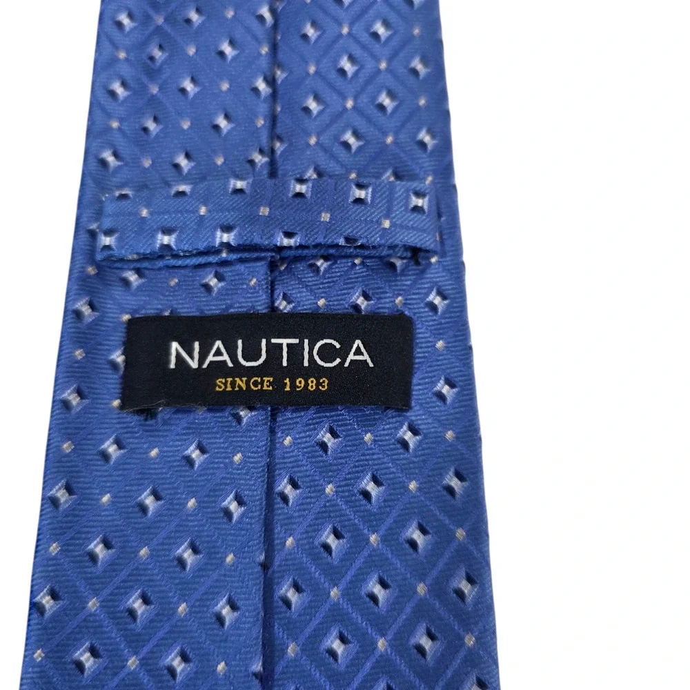 Nautica Mens Necktie Blue Gray Argyle Diamond Silk‎ Woven Classic Designer